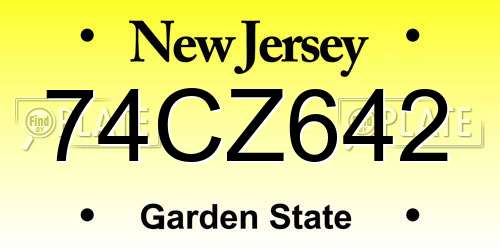 74CZ642 New Jersey License Plate