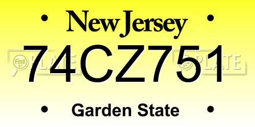 74CZ751 New Jersey License Plate
