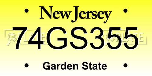 74GS355 New Jersey License Plate
