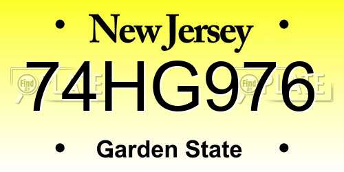 74HG976 New Jersey License Plate