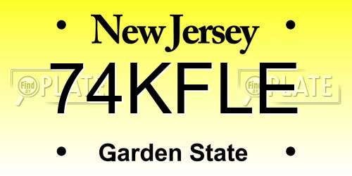 74KFLE New Jersey License Plate