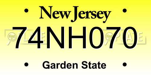 74NH070 New Jersey License Plate