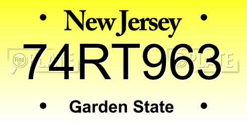 74RT963 New Jersey License Plate