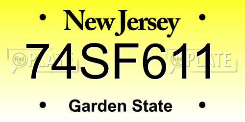 74SF611 New Jersey License Plate