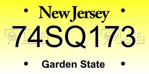 74SQ173 New Jersey License Plate