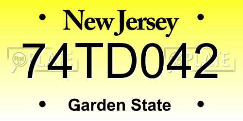 74TD042 New Jersey License Plate