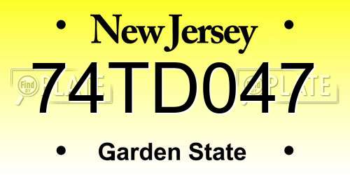 74TD047 New Jersey License Plate