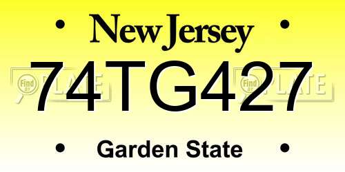 74TG427 New Jersey License Plate