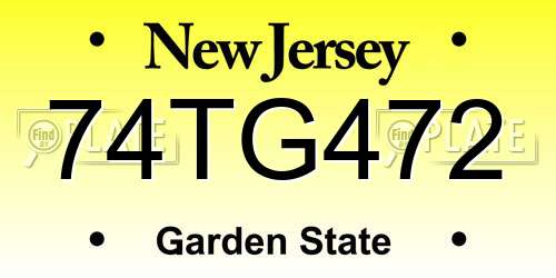 74TG472 New Jersey License Plate