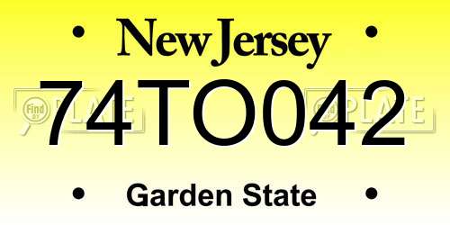 74TO042 New Jersey License Plate