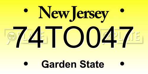 74TO047 New Jersey License Plate