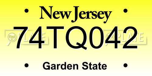 74TQ042 New Jersey License Plate