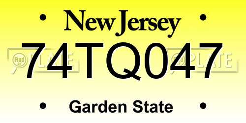 74TQ047 New Jersey License Plate
