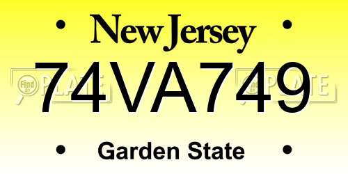 74VA749 New Jersey License Plate