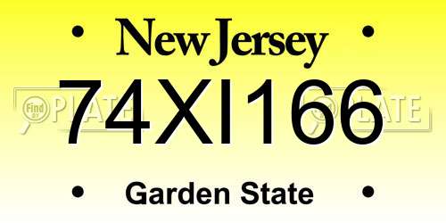 74XI166 New Jersey License Plate
