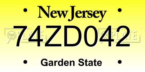 74ZD042 New Jersey License Plate