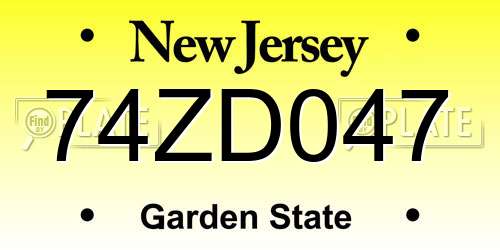 74ZD047 New Jersey License Plate
