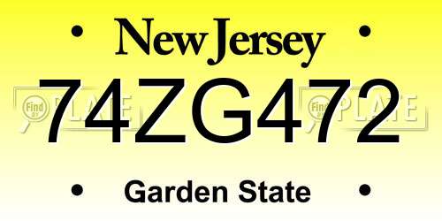 74ZG472 New Jersey License Plate
