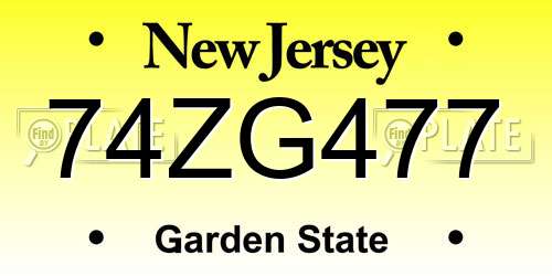 74ZG477 New Jersey License Plate