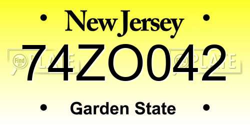 74ZO042 New Jersey License Plate
