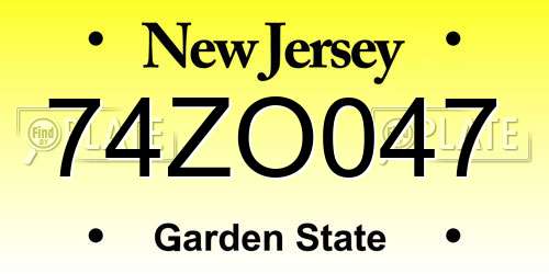 74ZO047 New Jersey License Plate