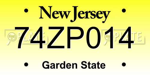 74ZP014 New Jersey License Plate