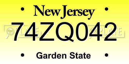74ZQ042 New Jersey License Plate