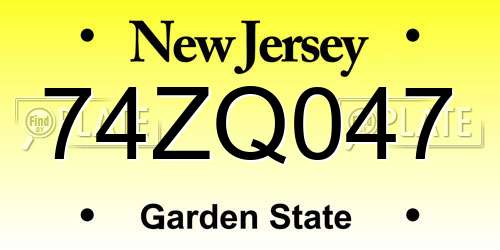 74ZQ047 New Jersey License Plate