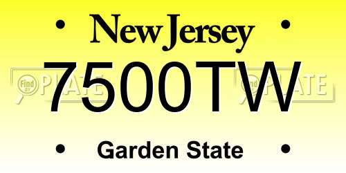 7500TW New Jersey License Plate