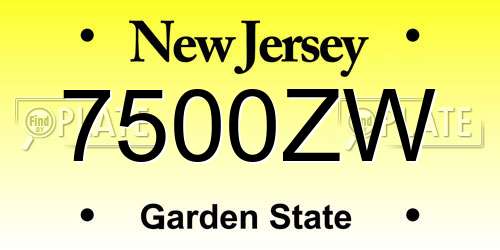 7500ZW New Jersey License Plate