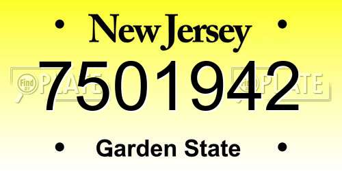 7501942 New Jersey License Plate