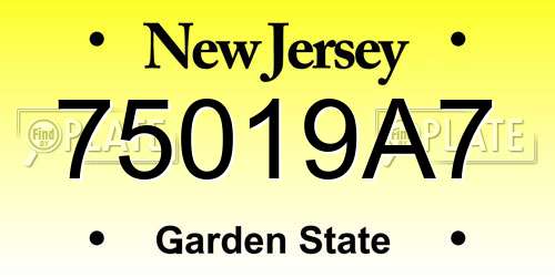 75019A7 New Jersey License Plate