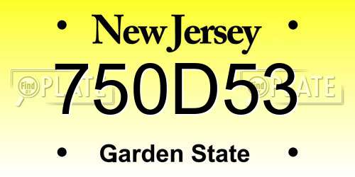750D53 New Jersey License Plate