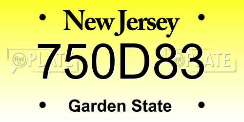 750D83 New Jersey License Plate