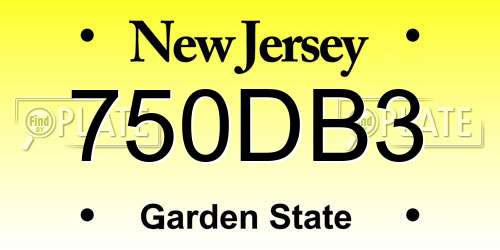 750DB3 New Jersey License Plate