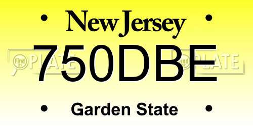 750DBE New Jersey License Plate