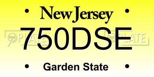 750DSE New Jersey License Plate