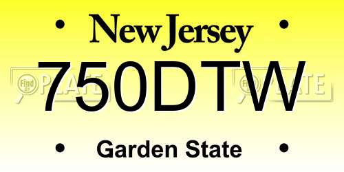 750DTW New Jersey License Plate