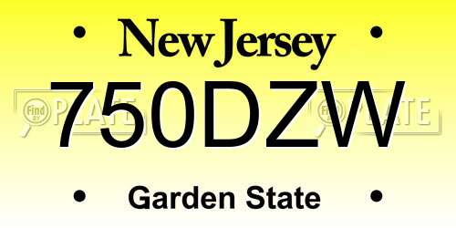 750DZW New Jersey License Plate