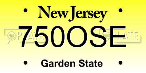 750OSE New Jersey License Plate