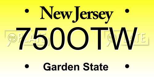 750OTW New Jersey License Plate