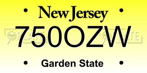 750OZW New Jersey License Plate