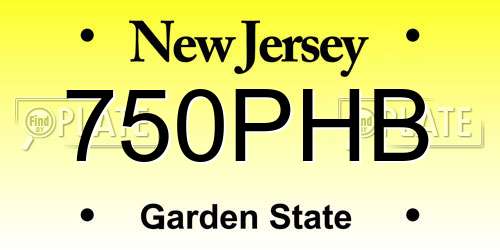 750PHB New Jersey License Plate