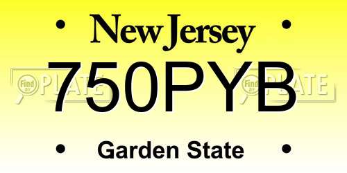 750PYB New Jersey License Plate