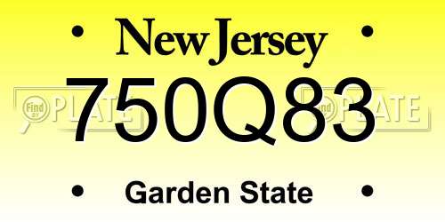 750Q83 New Jersey License Plate