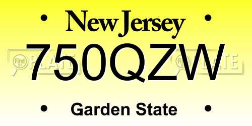 750QZW New Jersey License Plate