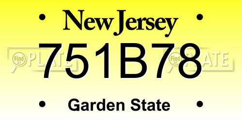 751B78 New Jersey License Plate