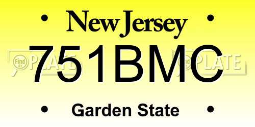 751BMC New Jersey License Plate