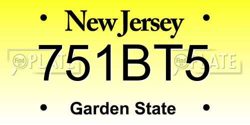 751BT5 New Jersey License Plate