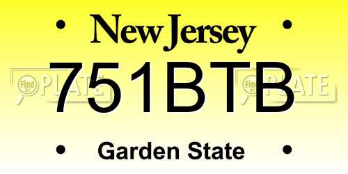 751BTB New Jersey License Plate